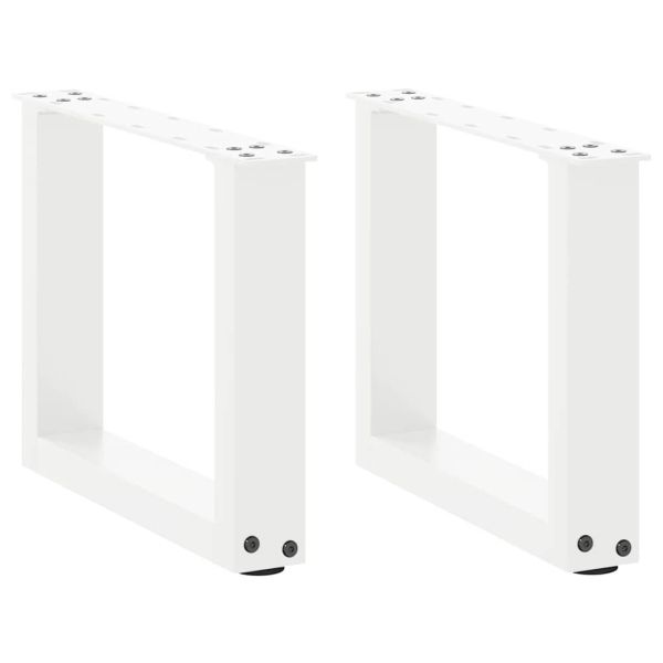 Крака за масичка за кафе, U-образни, 2 бр., бели, 40 x (30-31) см, стомана