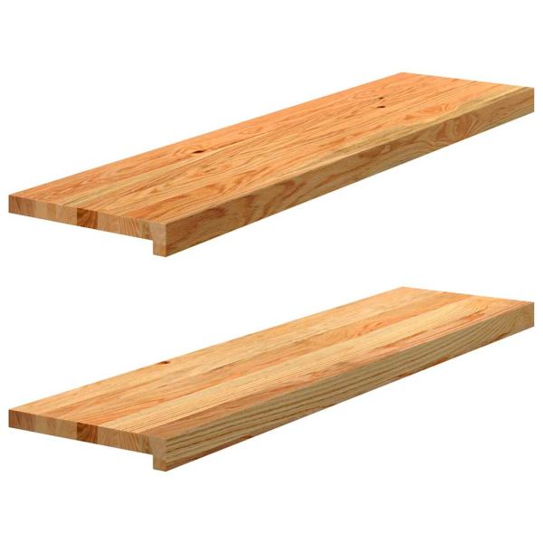 Стълбищни стъпала, 2 бр, светлокафяви, 100x25x2 см, дъб масив