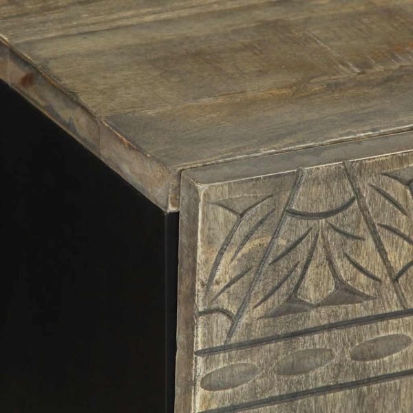 ТВ шкаф Светло сив 105x33,5x46 cm Масивна дървесина Манго
