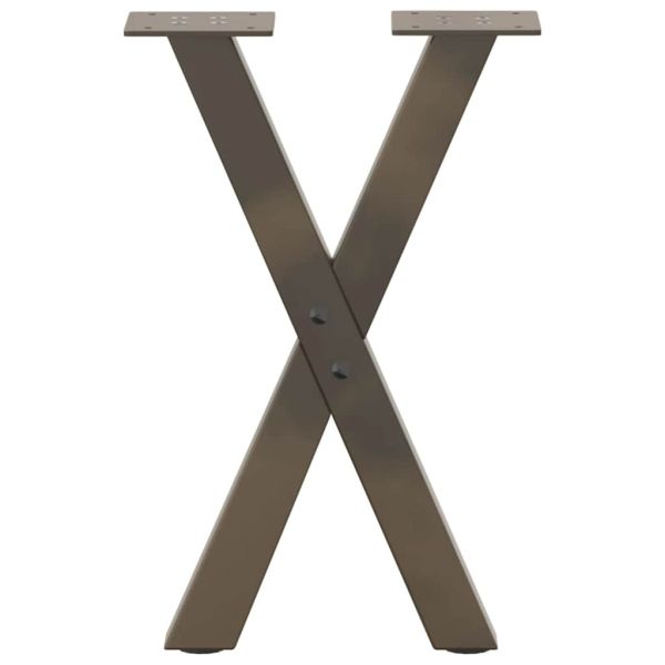 Крака за масичка за кафе, X-образни, 2 бр., естествена стомана, 28 x (42-43) см, стомана