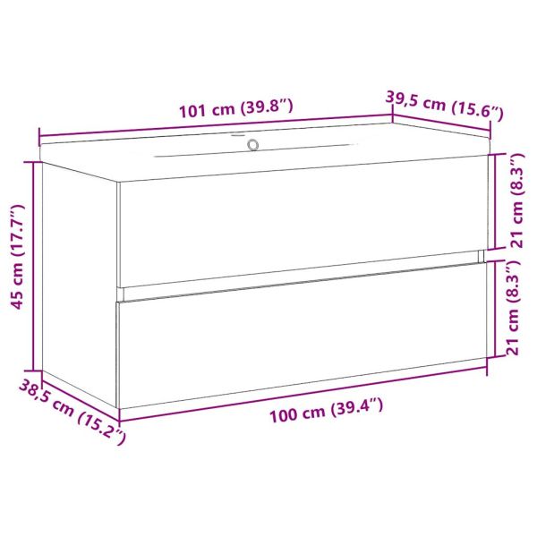 Шкаф за мивка с вграден басейн Дъб артизан