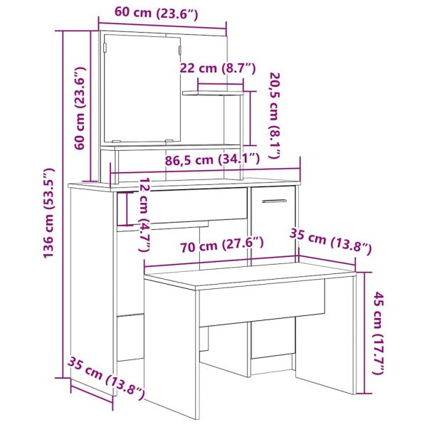 Комплект тоалетка Artisan Oak Engineered Wood