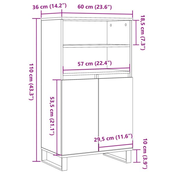 Highboard Artisan Дъб 60x36x110 cm Инженерна дървесина