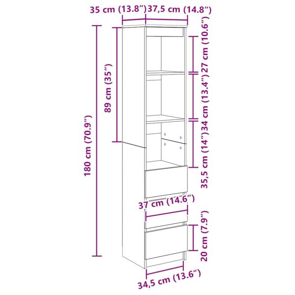 Highboard Artisan Дъб 37,5x35x180 cm Инженерна дървесина