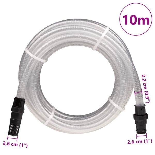 Смукателен маркуч с PVC конектори прозрачен 1" 10 м PVC