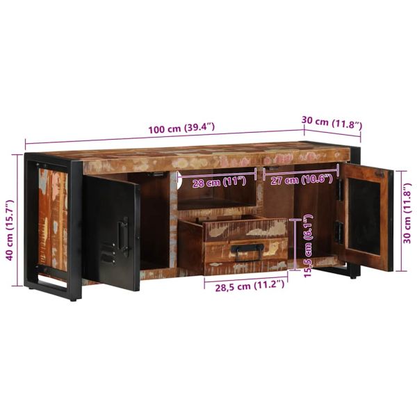 TV шкаф 100x30x40 cm Масивна дървесина Възстановена