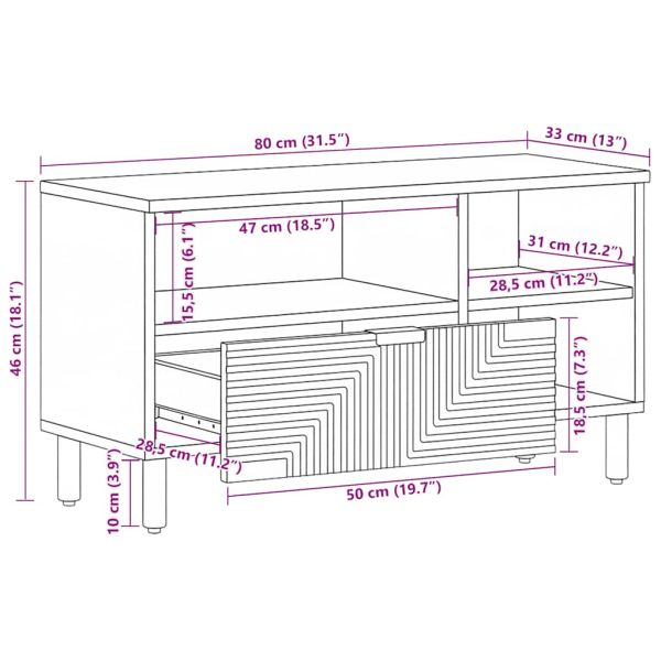 TV шкаф кафяв 80x33x46 cm масивна дървесина манго