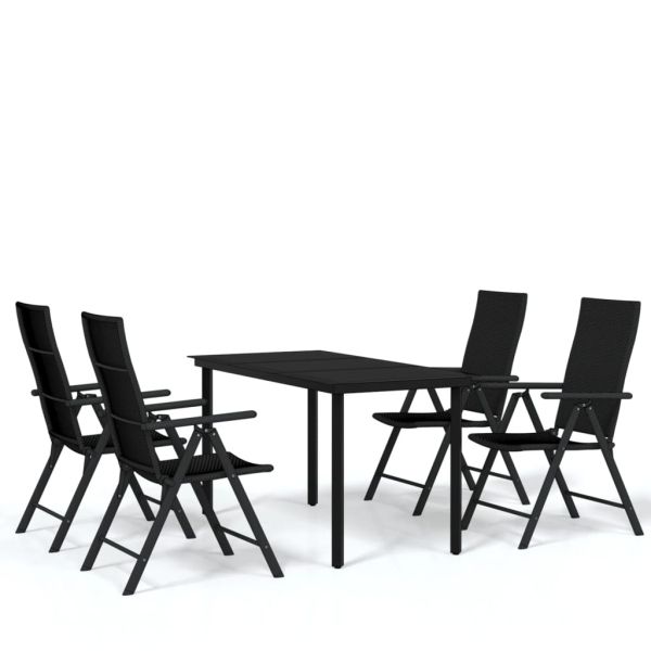 Градински трапезен комплект, 5 части, черен