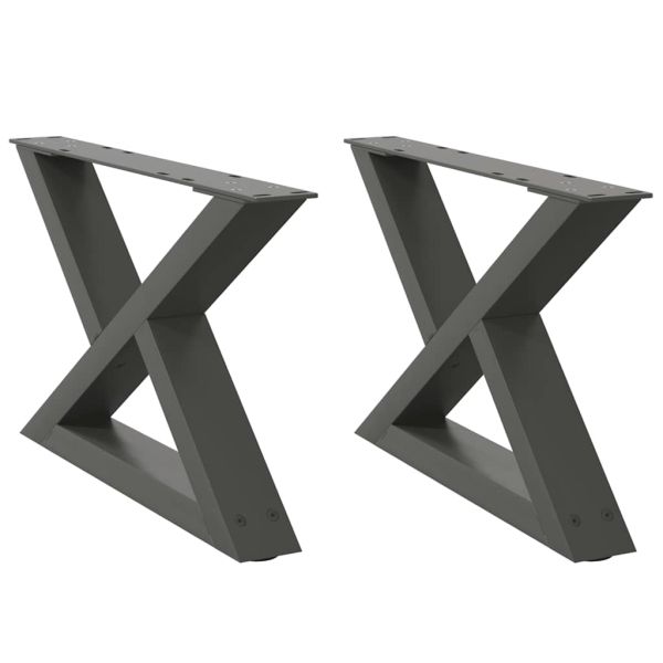 Крака за масичка за кафе, 2 бр., антрацит, 50x(30-31,3) см, стомана
