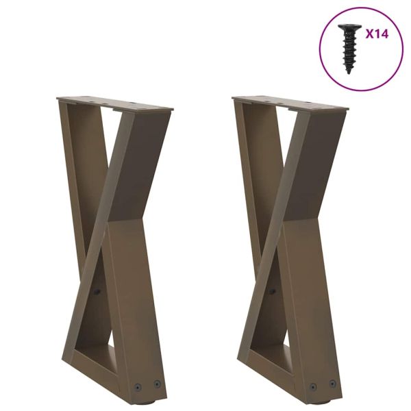 Крака за масичка за кафе, 2 бр., естествена стомана, 38 x (42-43,3) см, стомана