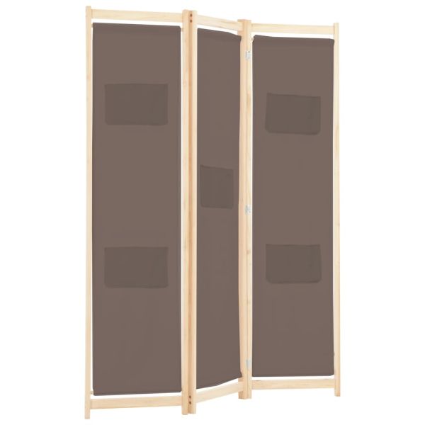 Параван за стая, 3 панела, кафяв, 120x170x4 cм, текстил