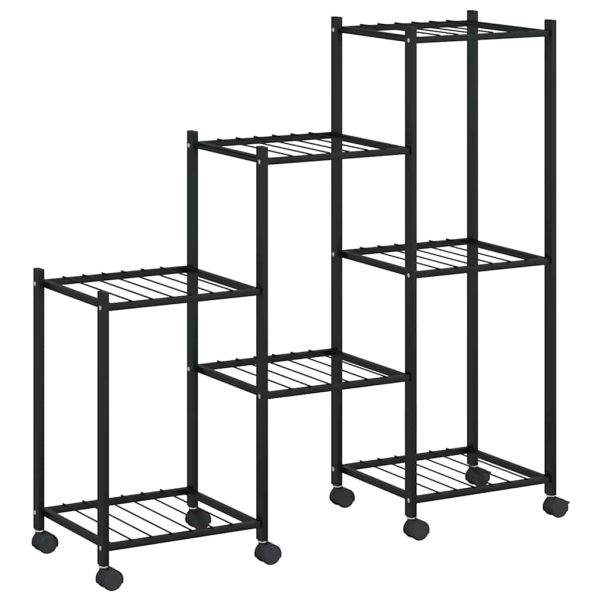 Стойка за цветя на колела 83x25x83,5 см черна желязо