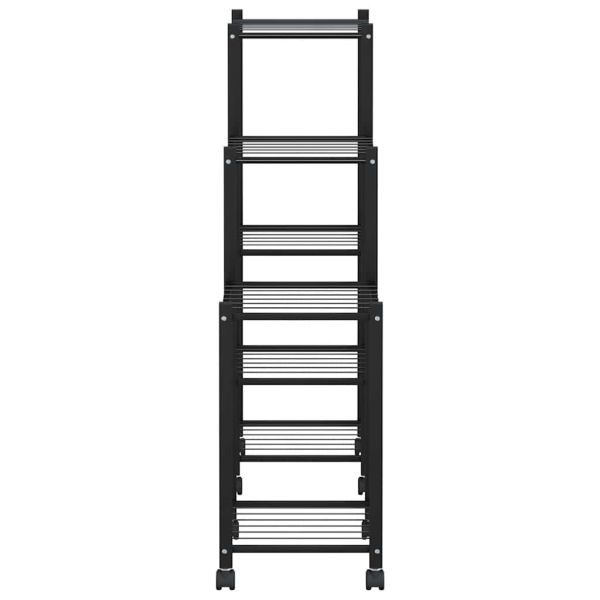 Стойка за цветя на колела 83x25x83,5 см черна желязо