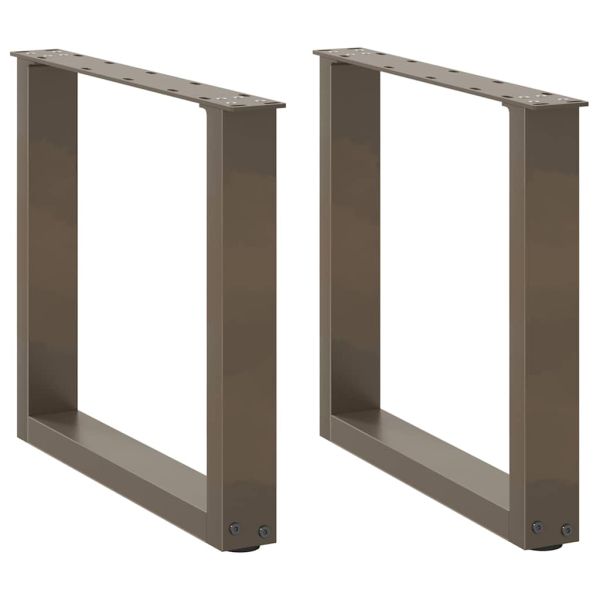 Крака за масичка за кафе, U-образни, 2 бр., естествена стомана, 50 x (42-43) см, стомана