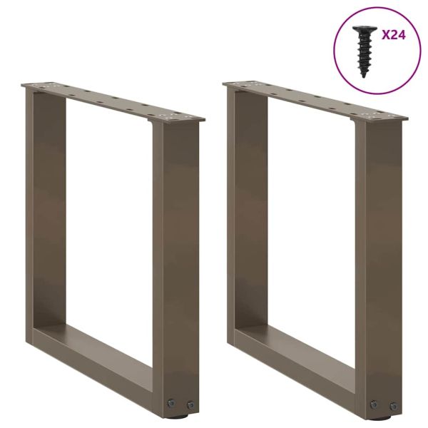 Крака за масичка за кафе, U-образни, 2 бр., естествена стомана, 50 x (42-43) см, стомана