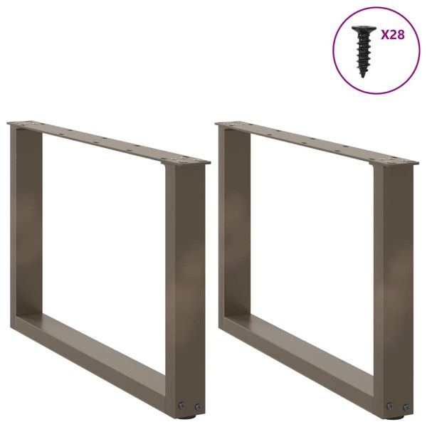 Крака за масичка за кафе, U-образни, 2 бр., естествена стомана, 70 x (42-43) см, стомана