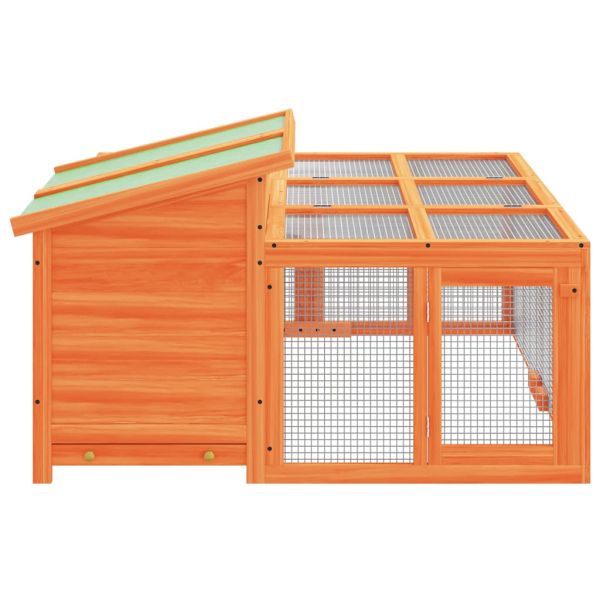 Клетка за зайци кафява 144x123x67,5 см борово дърво масив