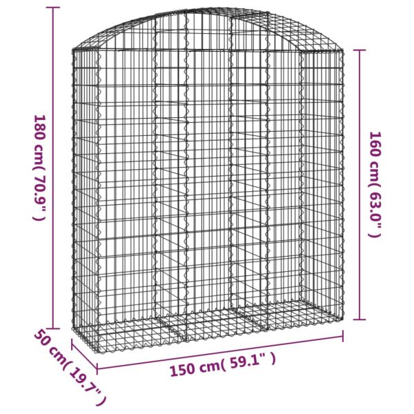 Дъговидна габионна кошница 150x50x160/180 см поцинковано желязо