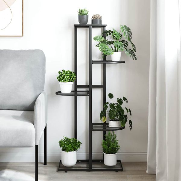 5-етажна поставка за цветя, 43x22x98 см, черен, метал