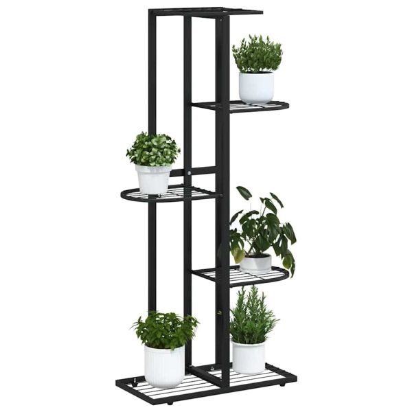5-етажна поставка за цветя, 43x22x98 см, черен, метал