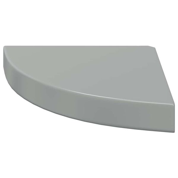 Окачени ъглови рафтове, 4 бр, сив гланц, 25x25x3,8 см, МДФ