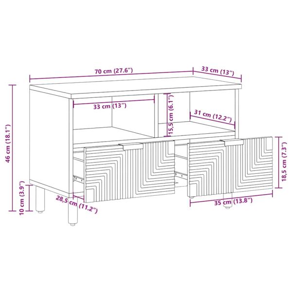 TV шкаф кафяв 70x33x46 cm масивна дървесина манго