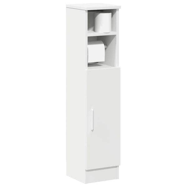 Шкаф за баня с поставка за ролки, бял, 20,5x22x90 см