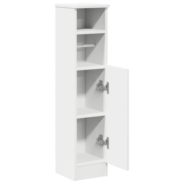Шкаф за баня с поставка за ролки, бял, 20,5x22x90 см