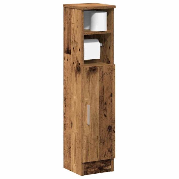 Шкаф за баня с поставка за ролкови ролки, старо дърво, 20,5x22x90 см