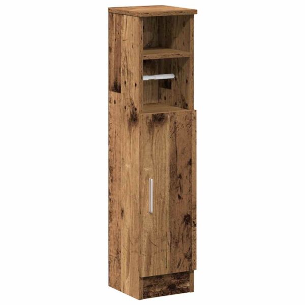 Шкаф за баня с поставка за ролкови ролки, старо дърво, 20,5x22x90 см