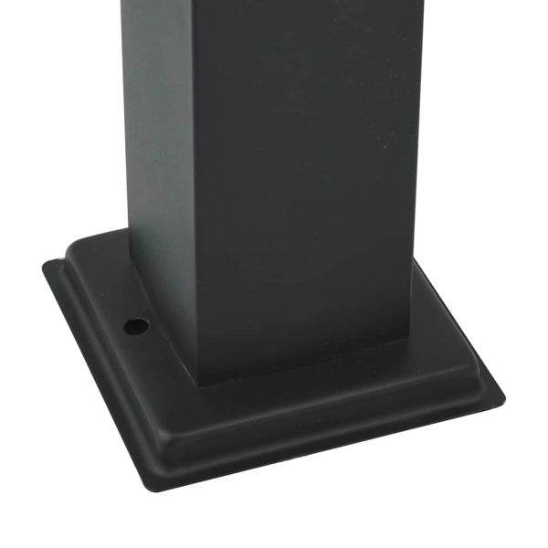 Осветителни стълбове с датчик и контакт, 3 бр., 110 см, черни, IP44