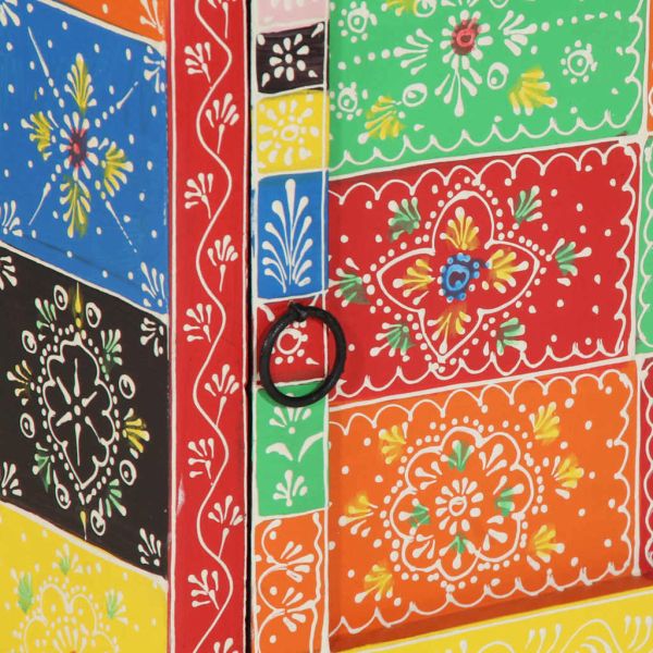 Нощно шкафче, многоцветно, 40x35x45 см, масивно дърво, цвят манго