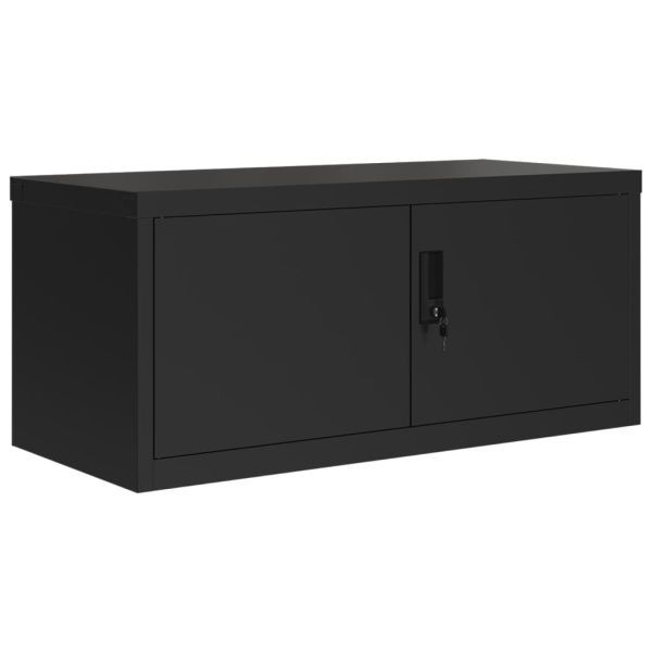 Шкаф за папки черен 90x40x145 см стомана