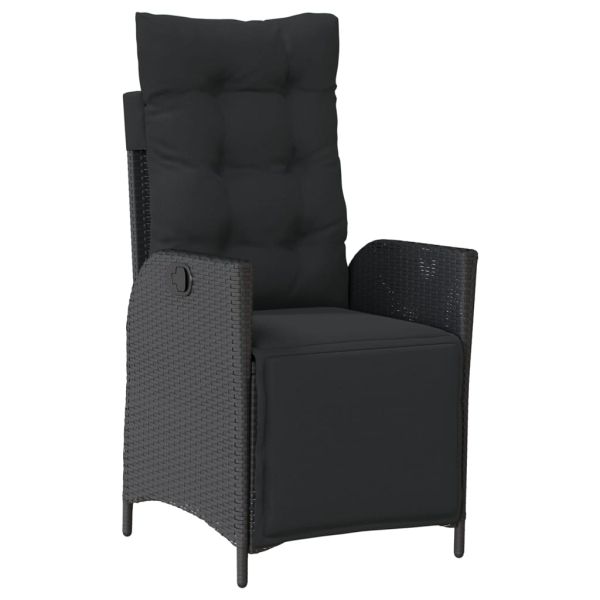 Градински трапезен комплект 7 части възглавници черен полиратан