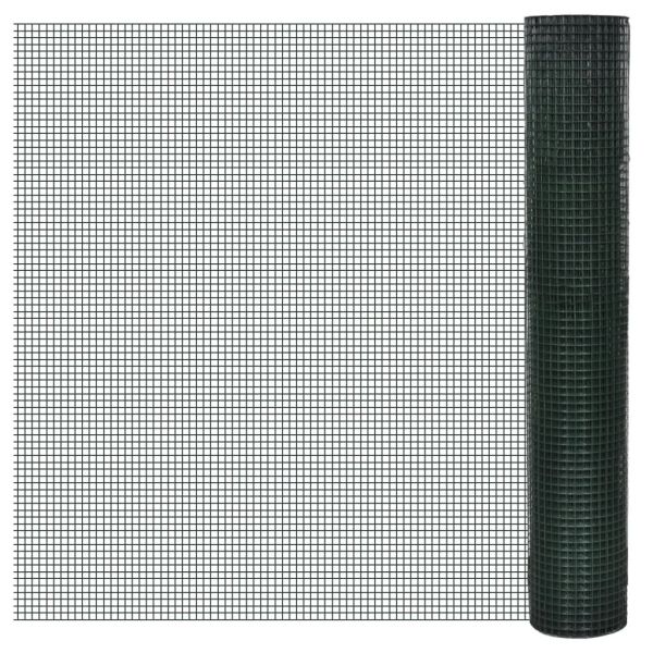 Кокошкарска мрежа, поцинкована с PVC покритие, 10x1 м, зелена