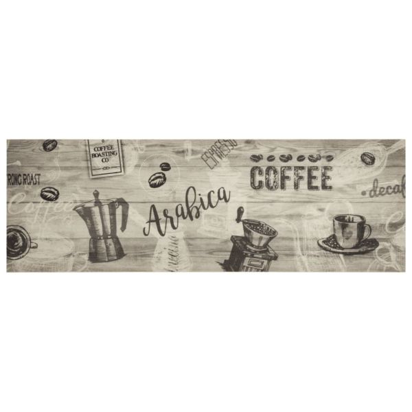 Кухненско килимче, миещо, Coffee, сиво, 60x180 см, кадифе