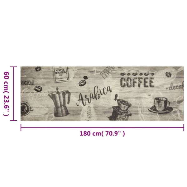 Кухненско килимче, миещо, Coffee, сиво, 60x180 см, кадифе