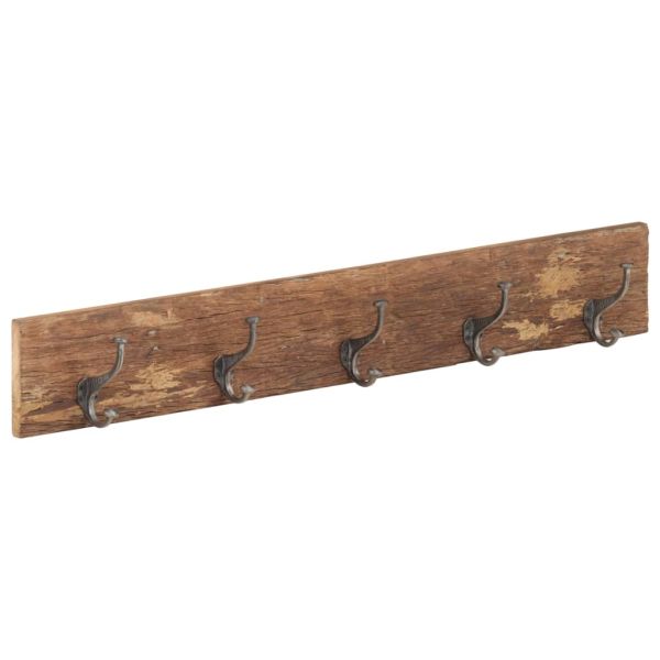 Закачалка с 5 куки, 100x2,5x15 см, регенерирано дърво масив