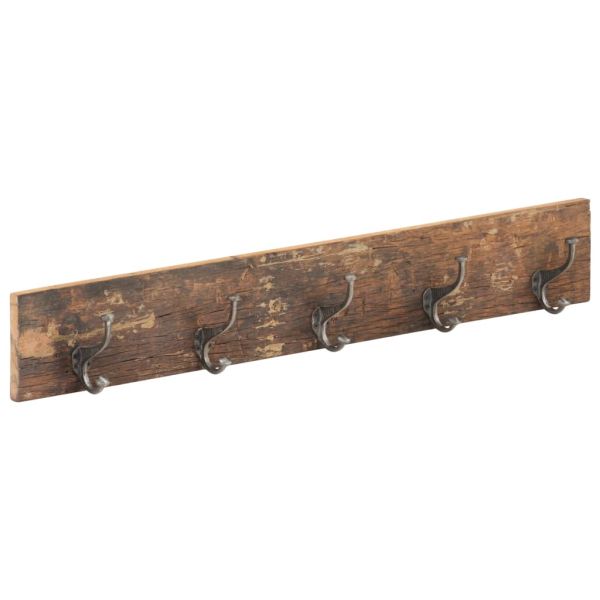 Закачалка с 5 куки, 100x2,5x15 см, регенерирано дърво масив