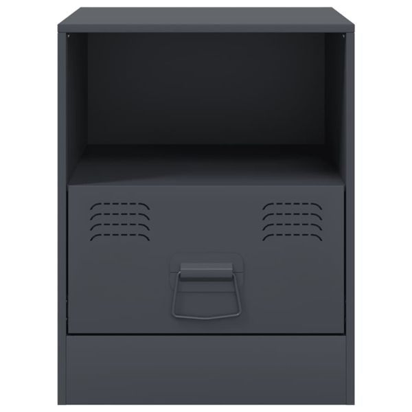 Нощни шкафчета, 2 бр, антрацит, 34,5x39х44 см, стомана