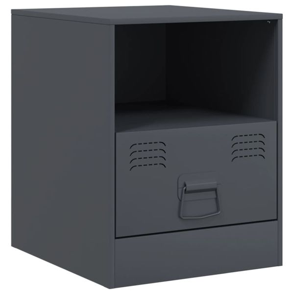 Нощни шкафчета, 2 бр, антрацит, 34,5x39х44 см, стомана