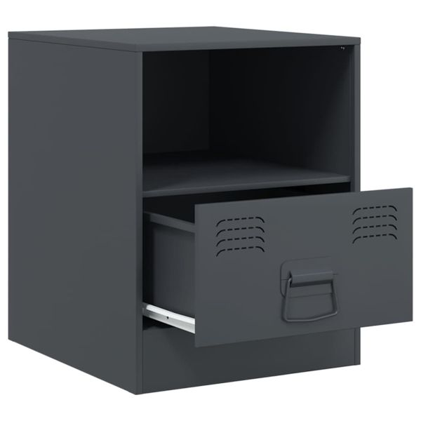 Нощни шкафчета, 2 бр, антрацит, 34,5x39х44 см, стомана