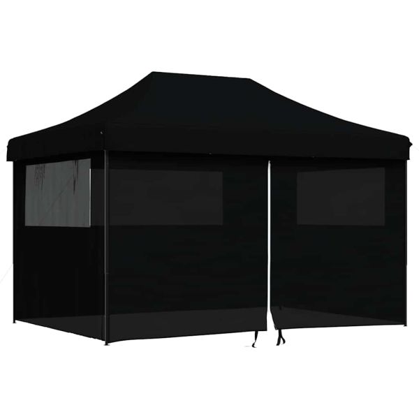 Сгъваема парти шатра pop-up с 4 странични стени черна