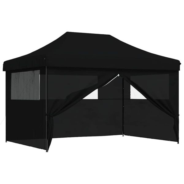 Сгъваема парти шатра pop-up с 4 странични стени черна