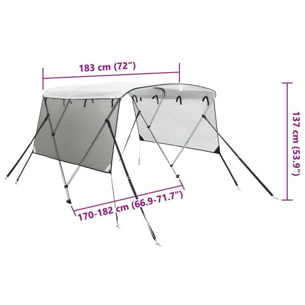 Тента за лодка с 3 дъги мрежести страници 183x(170-182)x137 см