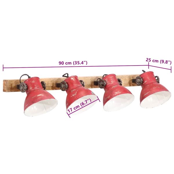Стенна лампа 25 W състарено червено 90x25 см E27