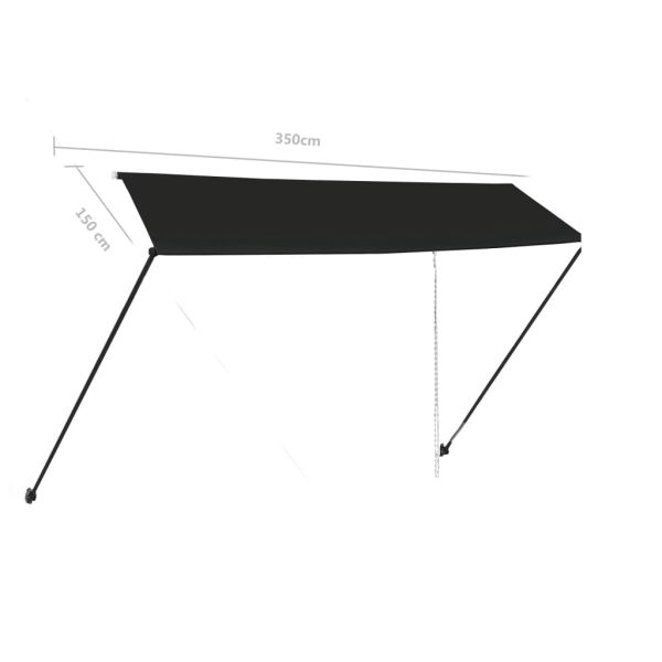 Сенник с падащо рамо с LED, 350x150 см, антрацит