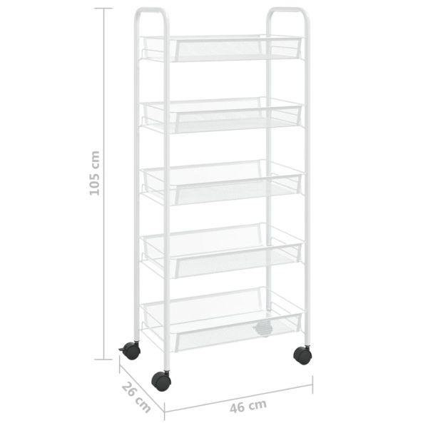 Кухненска количка на 5 нива, черна, 46x26x105 см, желязо