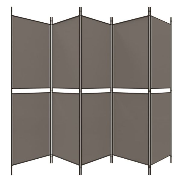 Параван за стая, 5 панела, антрацит, 250x220 cм, текстил