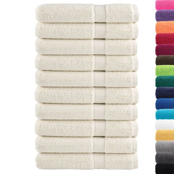 Премиум кърпи за сауна SOLUND 10 бр кремави 80x200 см 600 gsm